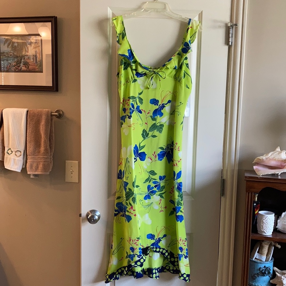 Summer flowing chartreuse dress